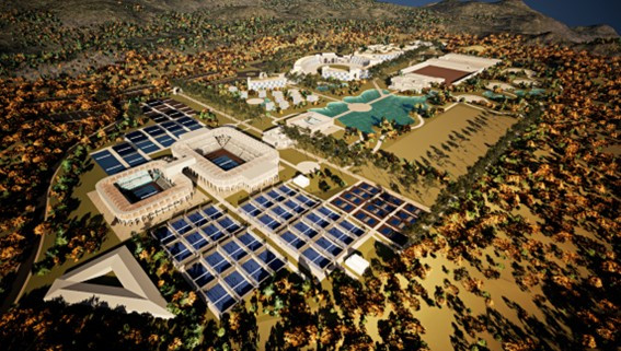 Render del complejo multideportivo de Mijas (Málaga) que contará con un hotel de 350 habitaciones operado por KPI